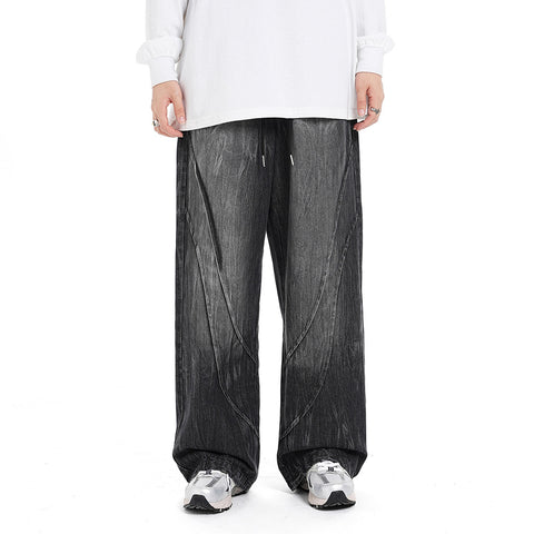 American Retro Distressed Washed Loose Jeans