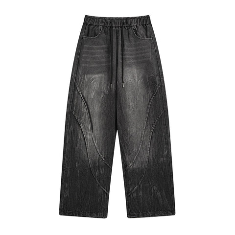 American Retro Distressed Washed Loose Jeans